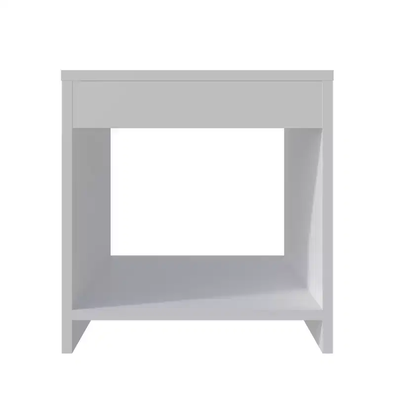 This Anegam Nightstand with Open Storage, White combines contemporary style with smart storage solutions, creating a space saving furniture.