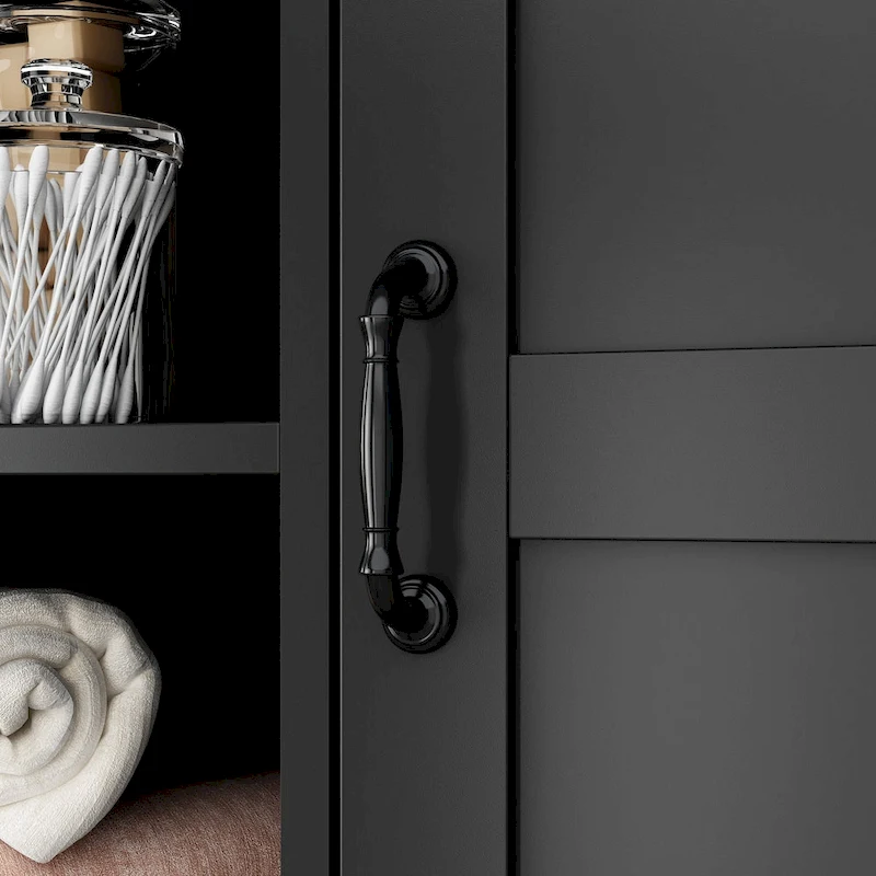 Elegant White Buffet Cabinet with Rotating Drawers Laundry Cabinet