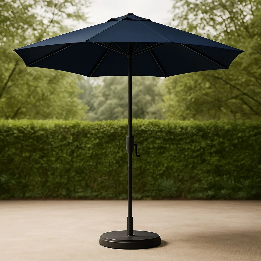 Parasol rond en polyester résistant, tige en aluminium, bleu marine, diamètre 300 cm