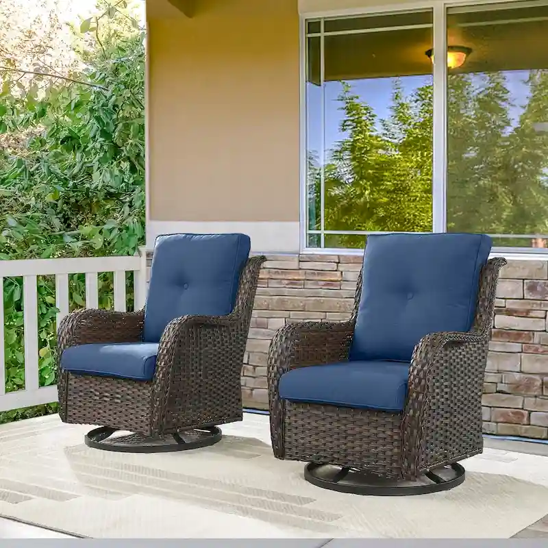 Outdoor Swivel Rocker Patio Chairs Set of 2 - Brown