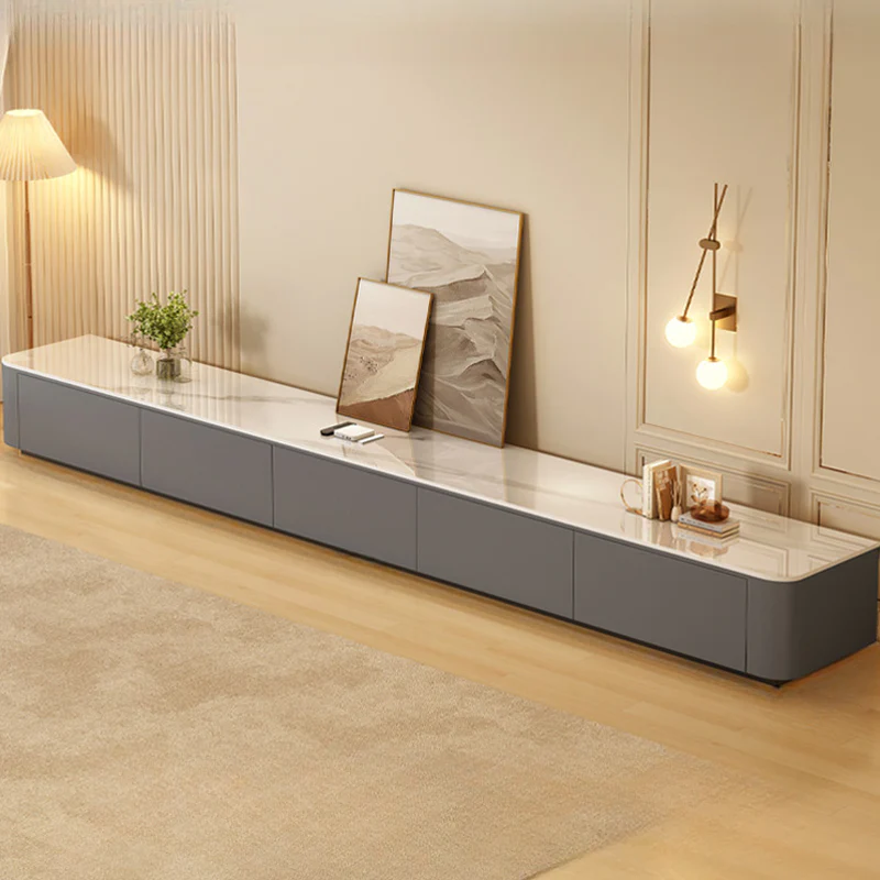 Modern Wooden TV Stand with Drawers and Cable Management