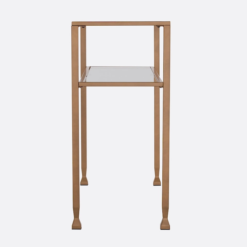 SEI Furniture Price Matte Gold Metal Console Table with Shelf and Tempered Glass
