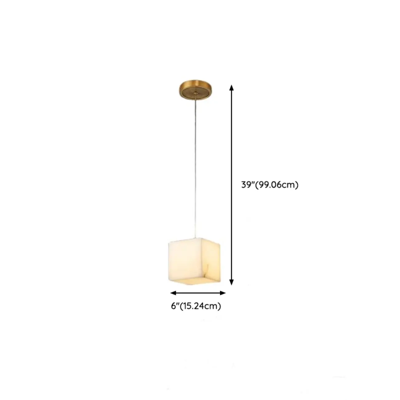 1-Light Gold Stone Square Hanging Pendant Light