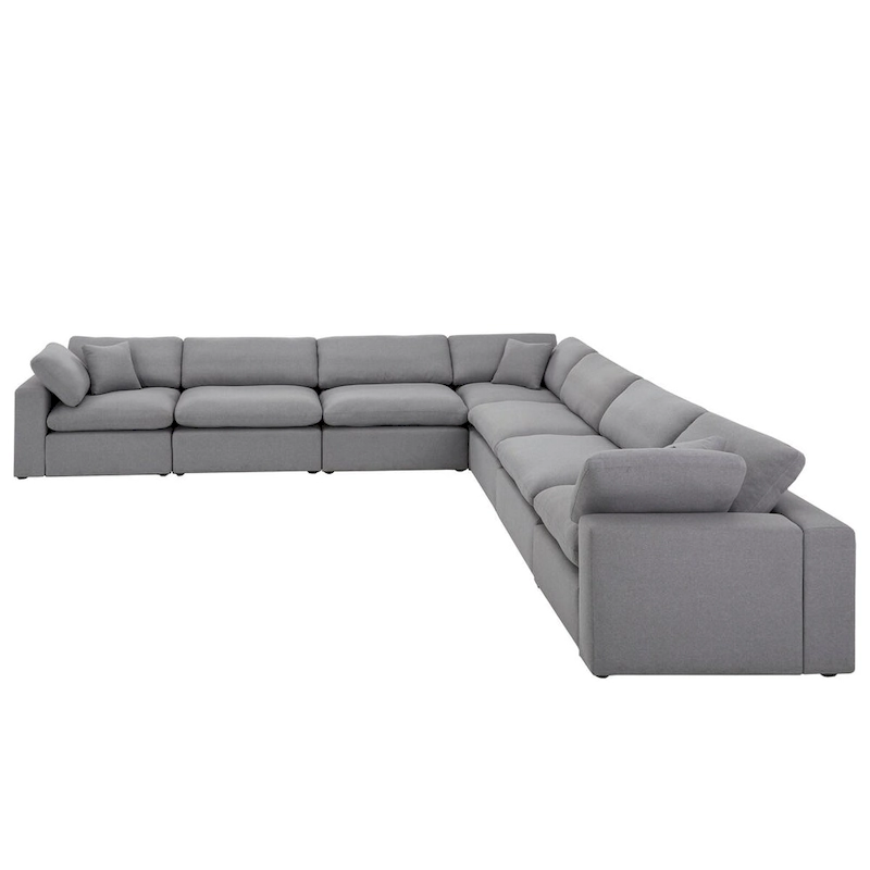 Anka Grey Linen Down Filled Cushioned 7-Seat Sectional Sofa by iNSPIRE Q Modern