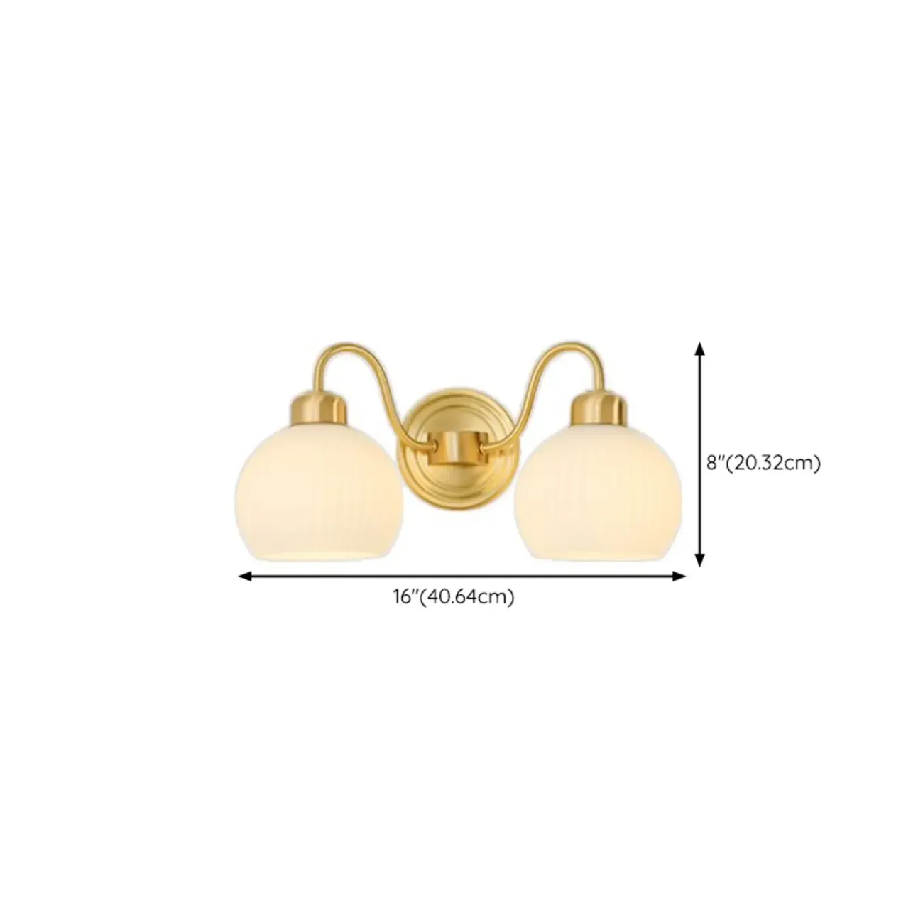 Modern Dual White Glass Dome Brass Wall Lamp