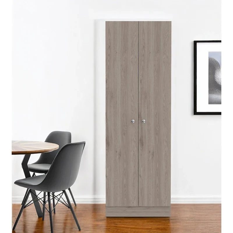 HomeRoots 71  Light Gray Wood Pantry Or Storage Closet - 23.6' X '70.8' X '11.8