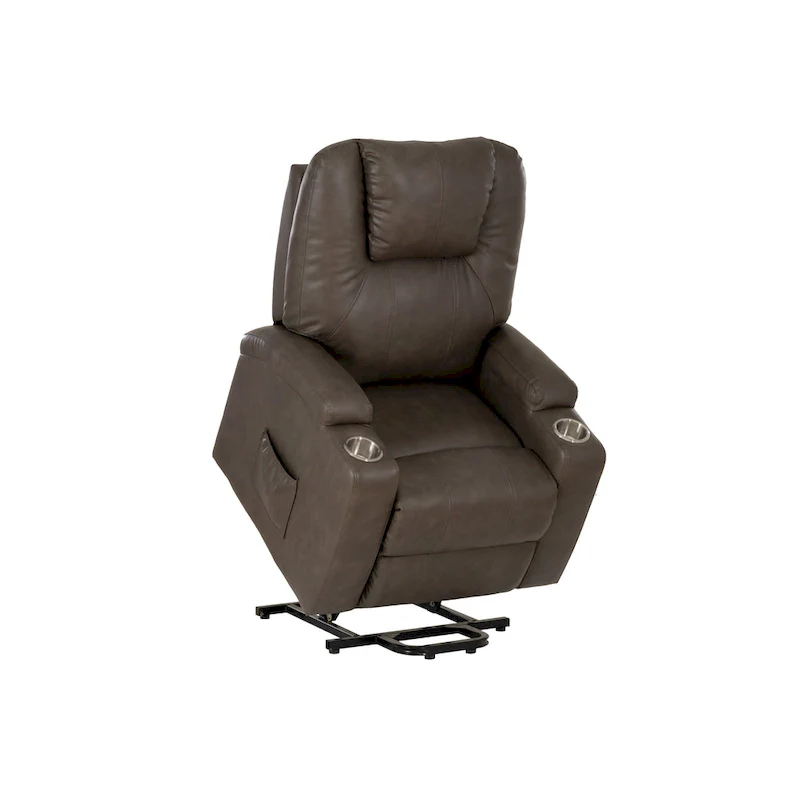 Gilbert Mushroom Faux Leather Power Lift Massage Recliner