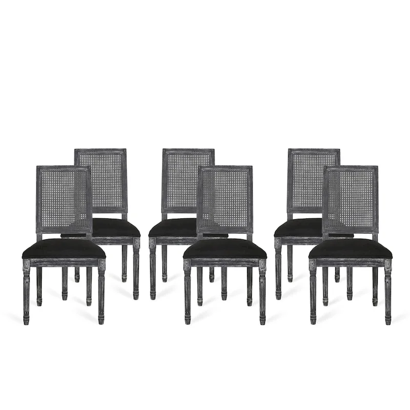 Regina French Country Wood and Cane Upholstered Dining Chair (Set of 6)