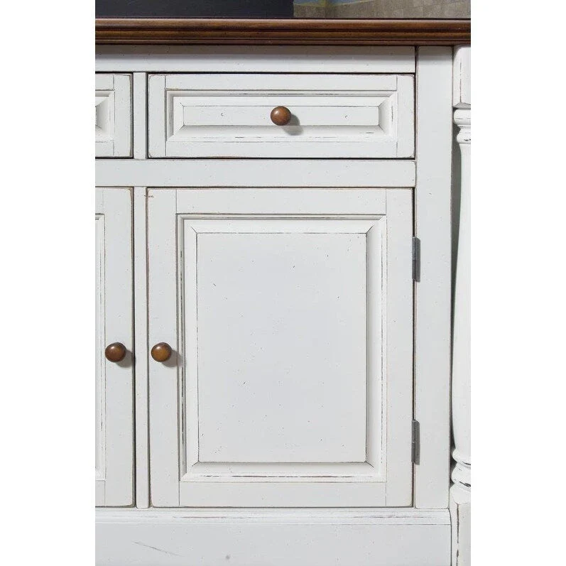 Monarch Off-White Kitchen Island with Granite Top and 2 Stools