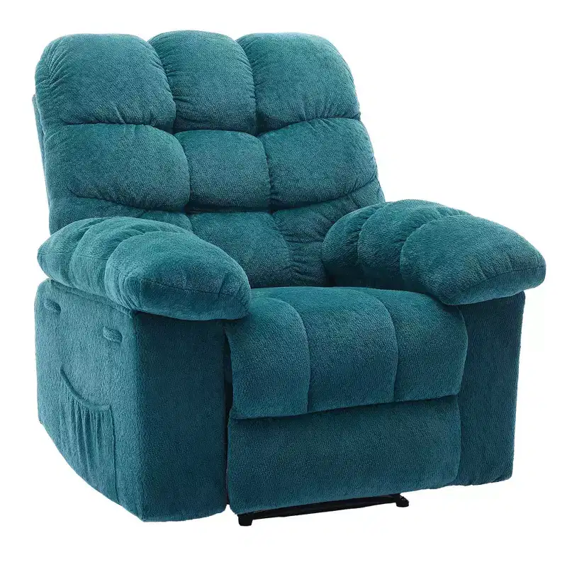 Manual Recliner Chair,Ergonomic Overstuffed Breathable Fabric Reclining Chair with Side Pockets, Steel Frame Lazy Single Sofa