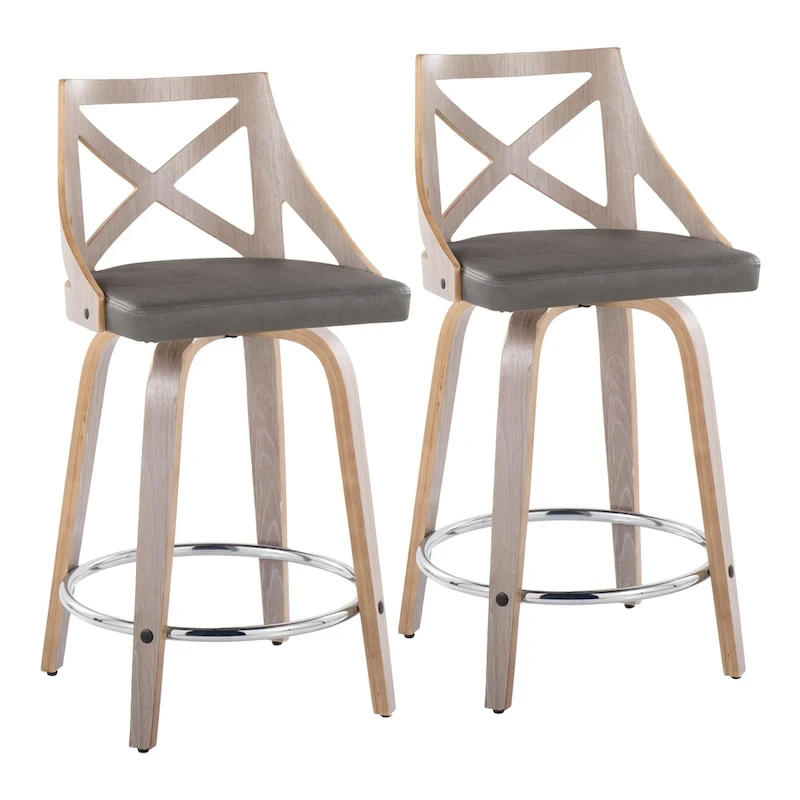 The Gray Barn Charlotte 24 Fixed-Height Counter Stool with Bent Wood Legs (Set of 2)