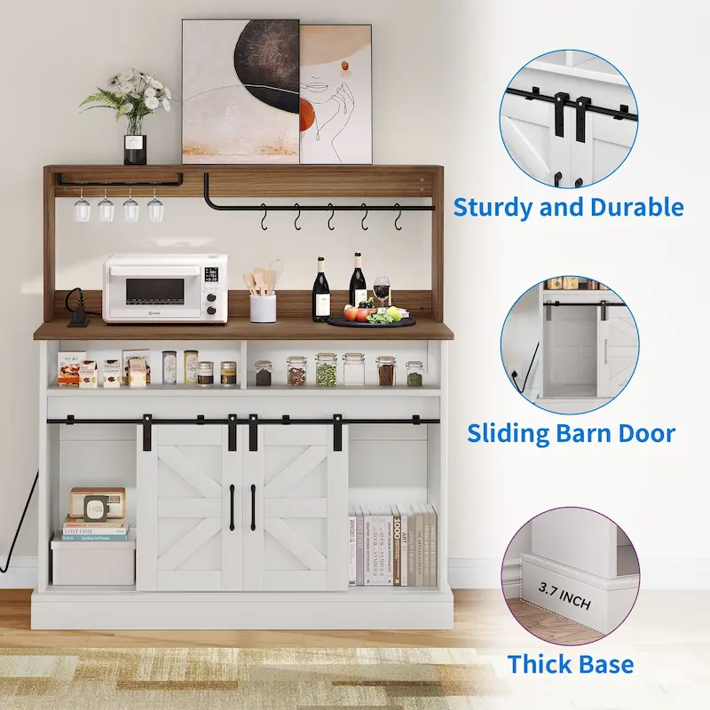 Moasis Farmhouse Coffee Bar Cabinet - 15.1D x 47.2W x 51.5H