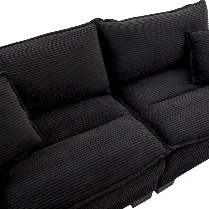 65.5 Upholstered 3-Seater Sofa Couch with Two Pillows and Sturdy Construction
