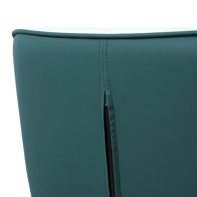 Set of 2 PU Upholstered Dining Chairs Modern Solid Back Chairs with Black Metal Legs