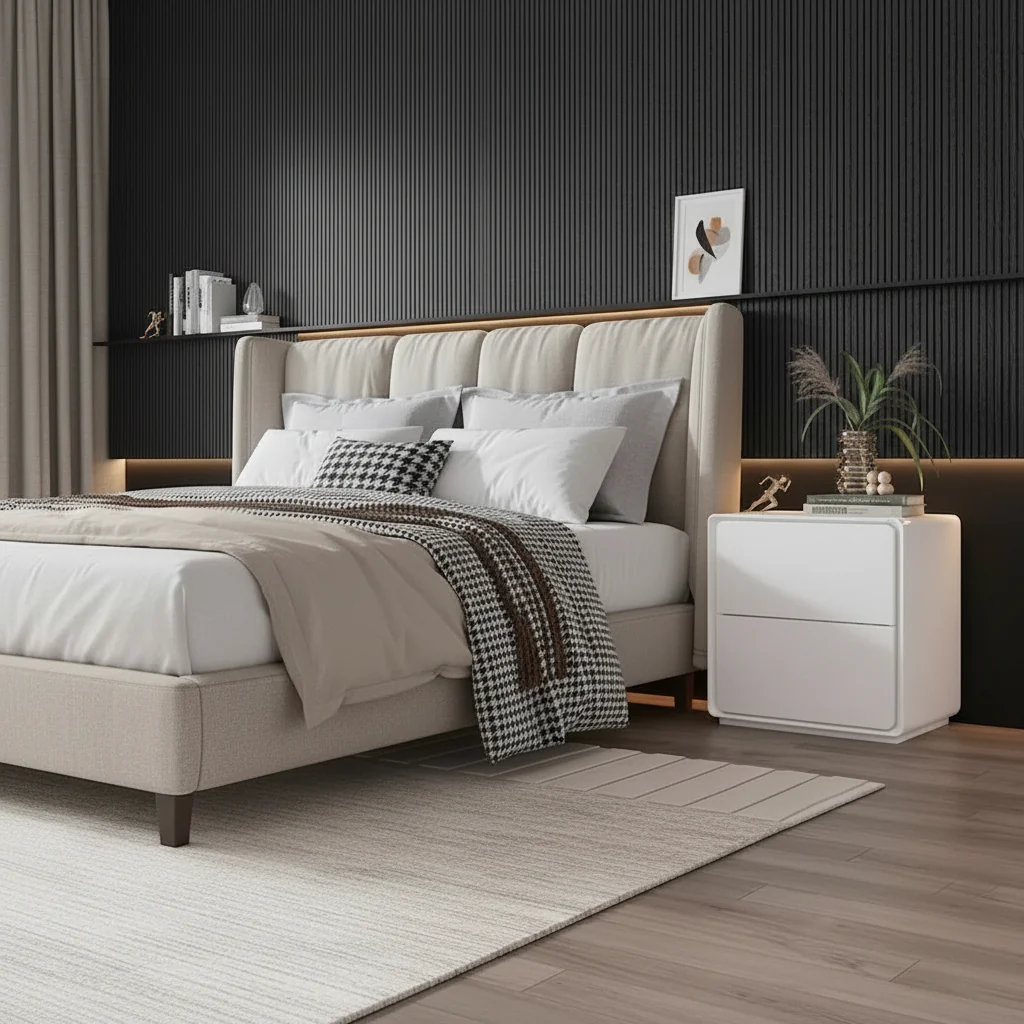 LED Nightstand White Modern Nightstand LED Night Stand Bedside Table