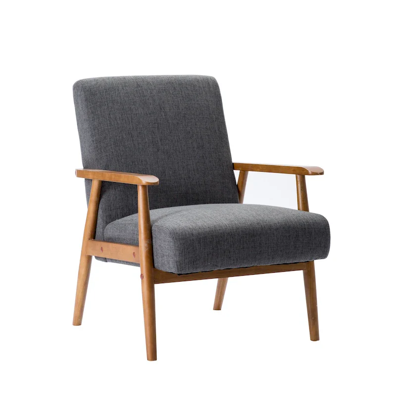 Gelso Fabric Accent Chair with Rubberwood Legs