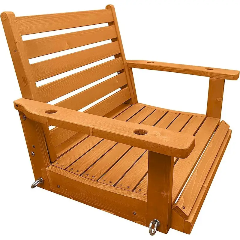 Wooden Porch Swing, Bench Swing with Hanging Chains and 7mm Springs, Heavy Duty 800 LBS, for Outdoor Patio Garden Yard