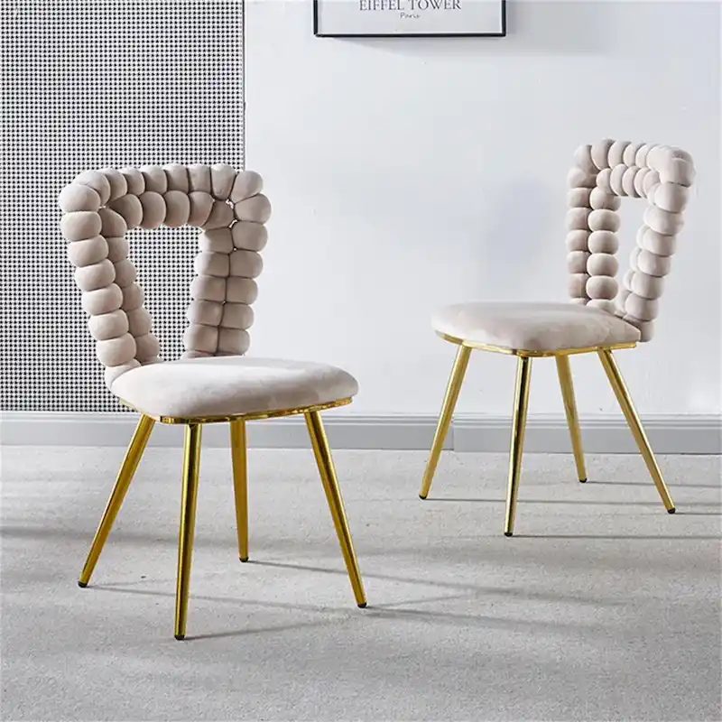 Modern Dining Chair with Metal Legs - 2 Pack