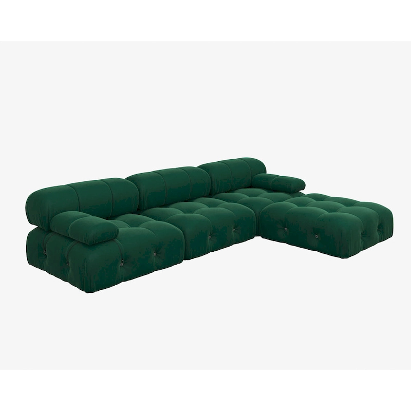 104  Wide Velvet Reversible Modular Sofa & Chaise with Ottoman