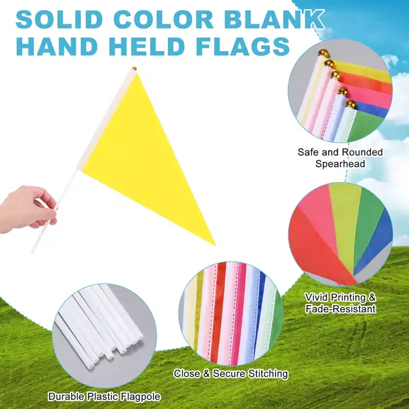 Unique Bargains Mini Sublimation Durable Polyester Hand Held Plain Flags