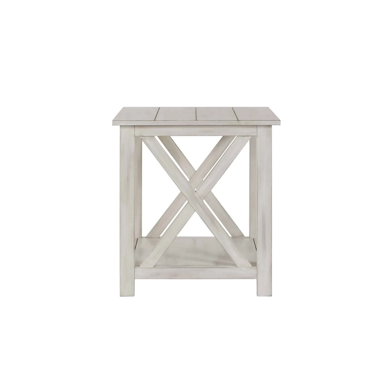 Jamestown Antique White Wood Side Table