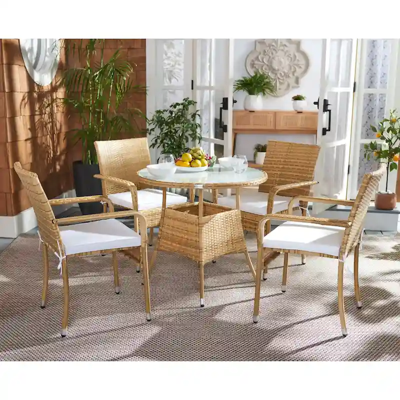 SAFAVIEH Outdoor Hanane 5-Piece Bistro Set - 32Wx32Dx34H