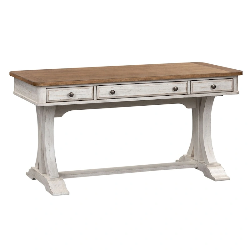Farmhouse Reimagined Antique White with Chestnut Writing Desk