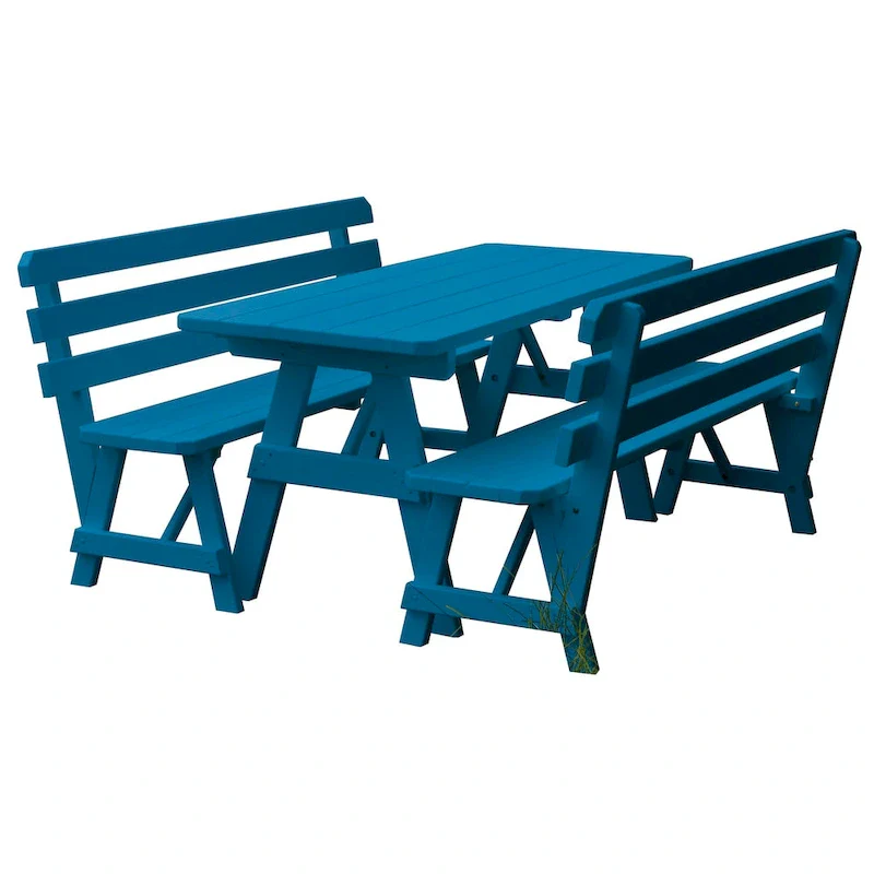 Pine 6' Picnic Table with 2 Backed Benches