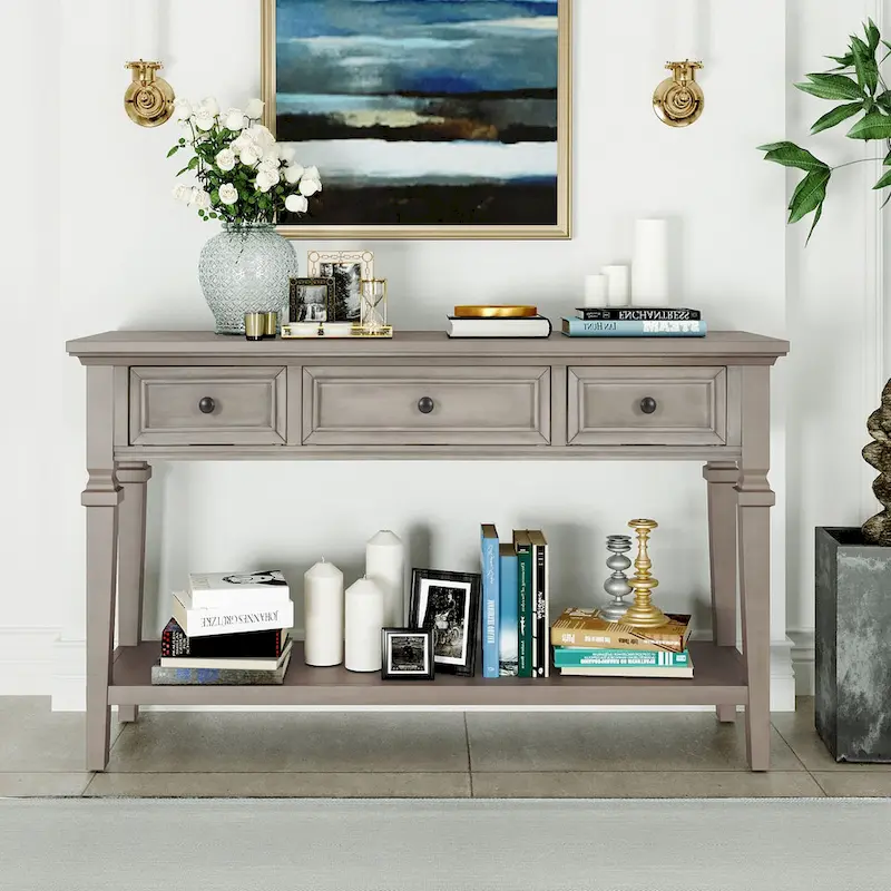 Gray Wash / Espresso / Antique White / Navy 3-Drawer Console Table – Single