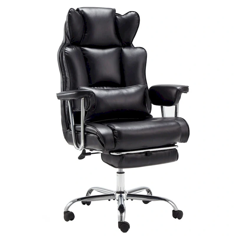 Big and Tall Leather Office Chair with Foot Rest with Adjustable Back for People up to 400 lbs