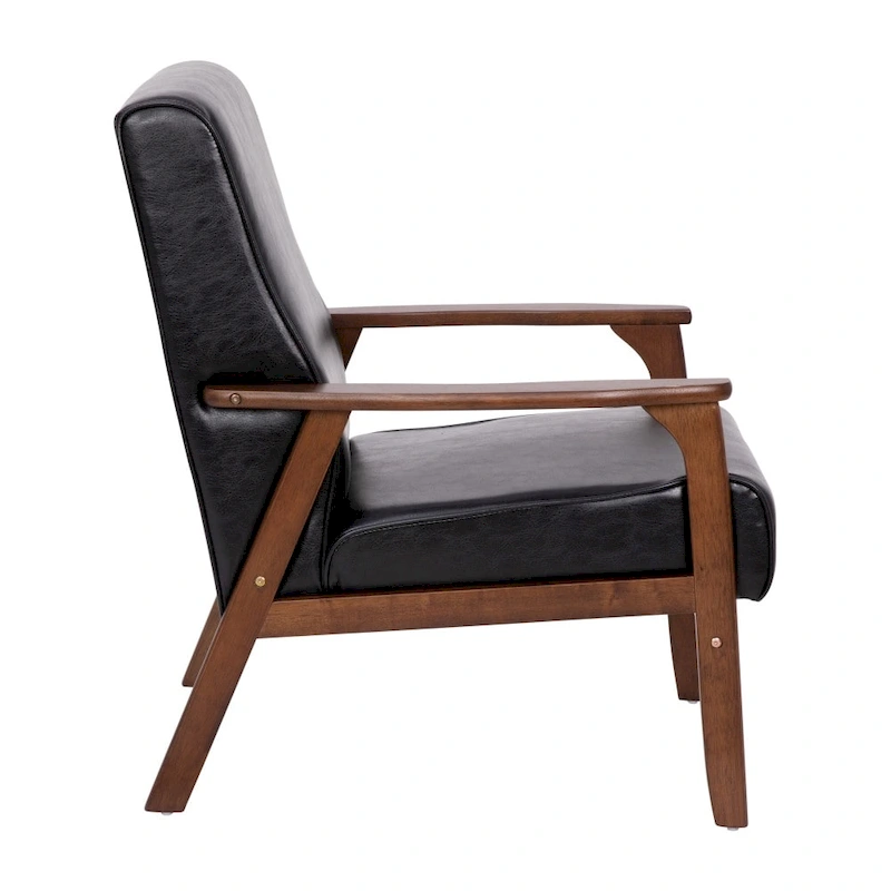 Mid-Century Modern Arm Chair with Wooden Frame and Arms