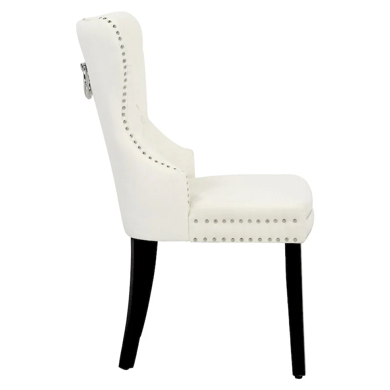 Tufted Wingback Dining Chair with Nailhead and Ring Pulls