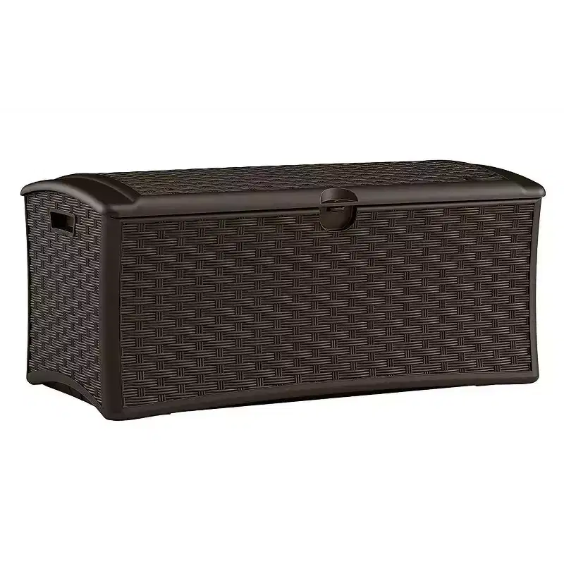 Suncast 72 Gallon Resin Wicker Outdoor Patio Storage Deck Box, Brown (6 Pack)