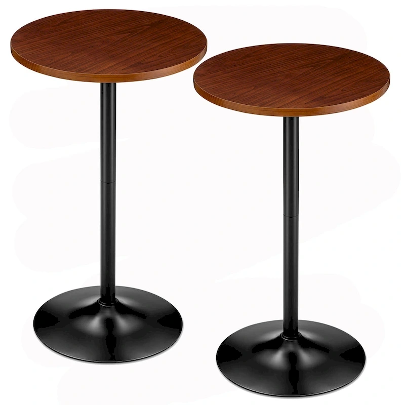 Glitzhome 39.5 H Modern Bistro Walnut Top Round Pub Bar Table