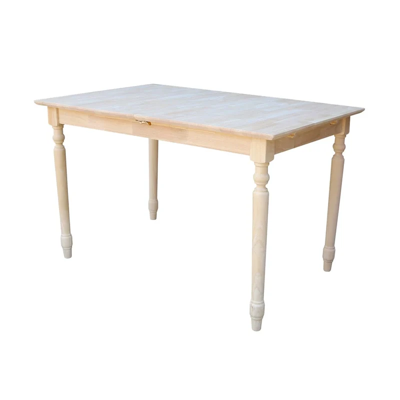 32-inch Wide Unfinished Turned Style Parawood Dining Table with Butterfly Extension