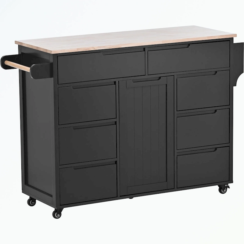 Kitchen Cart with Rubber Wood Countertop