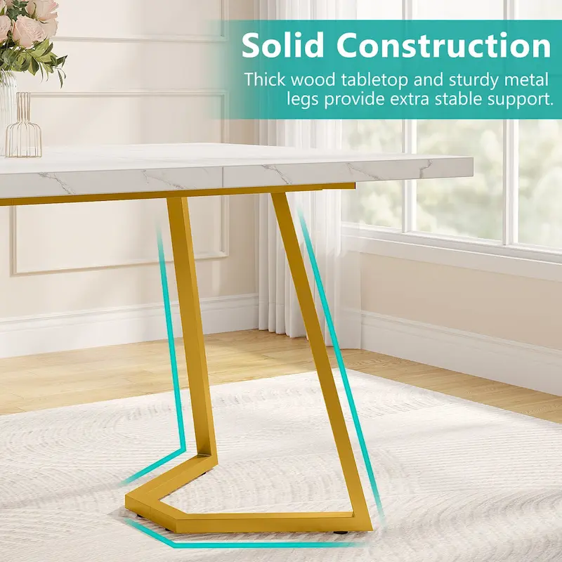 Rectangular Dining Room Table, 55 Inches Small Kitchen Table