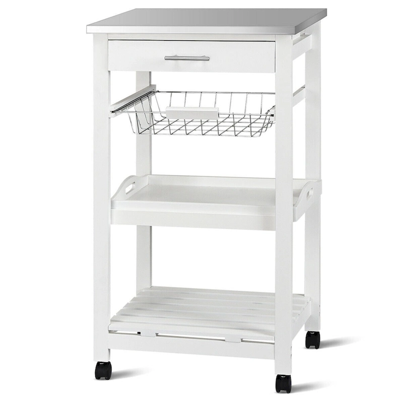Rolling Kitchen Trolley Storage Basket And Drawers Cart - 18.5 x 14.5 x 33 ( L x W x H )