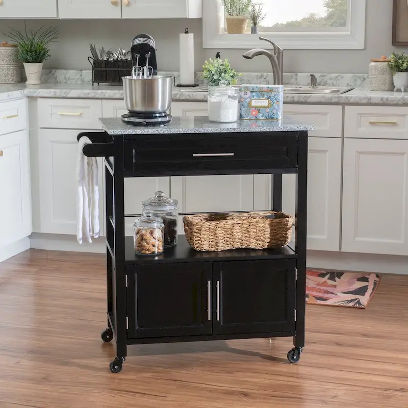 Barbara Rolling Mobile Kitchen Cart with Granite Top