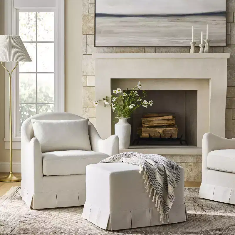 Box Pleat Upholstered Ottoman - Threshold designed with Studio McGee