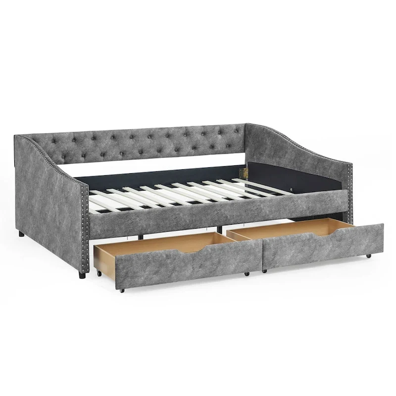 Daybed with Drawers Upholstered Tufted
