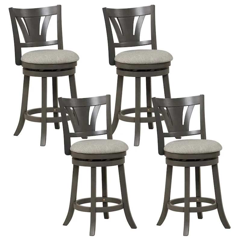 1/2/4 PCS 26.5  Swivel Bar Stool Counter Height w/ Rubber Wood Legs