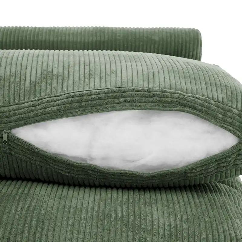 Corduroy Upholstered Armless Accent Chair with Adjustable Headrest