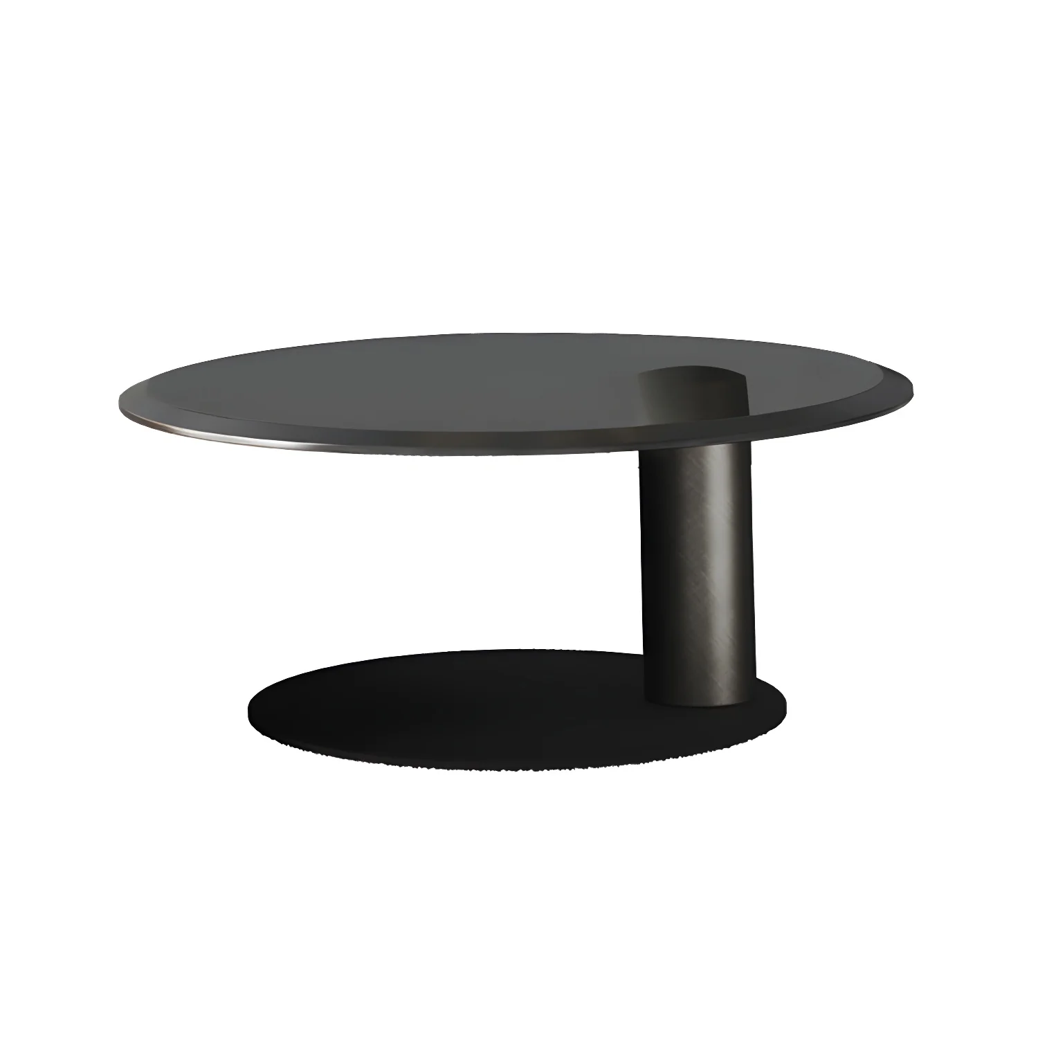 Brown Round Metal Base Wooden Coffee Table