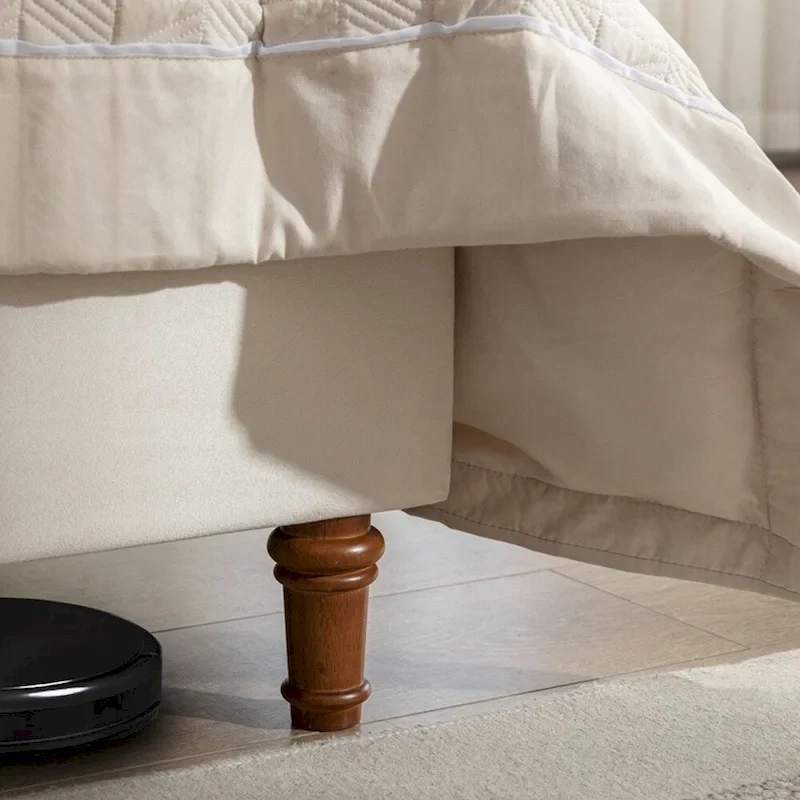 Upholstered Queen Bed with Nailhead Trim Wingback Headboard