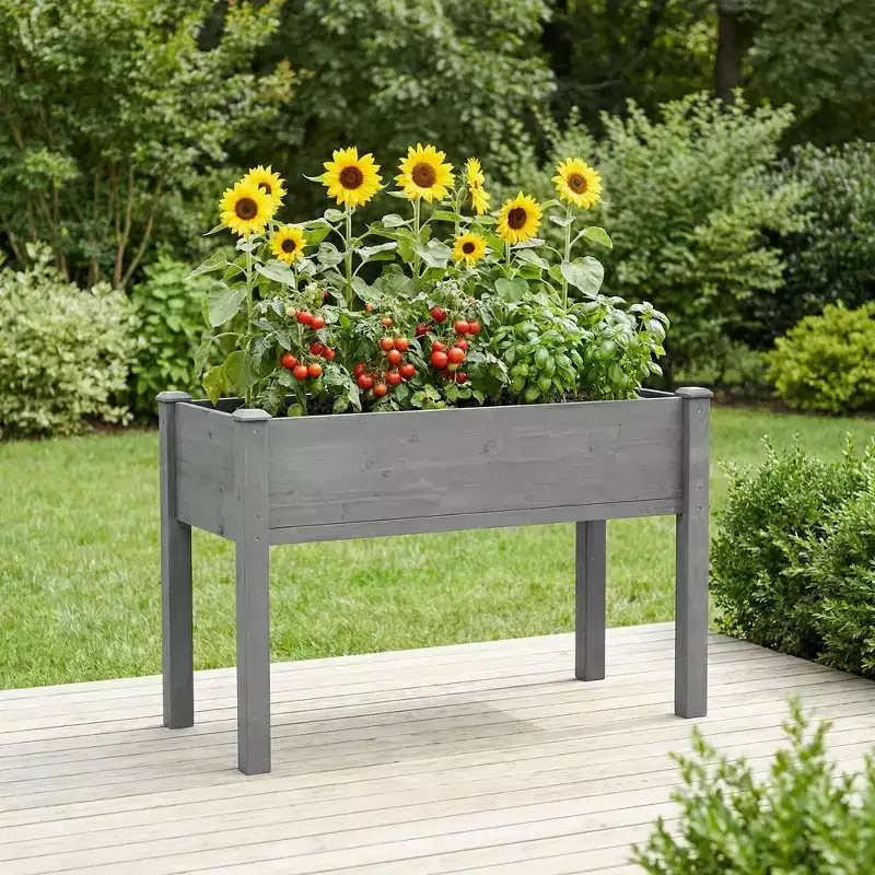 Large Raised Garden Bed with Legs, 48 L x 24 W x 30 H, Made of Solid Wood