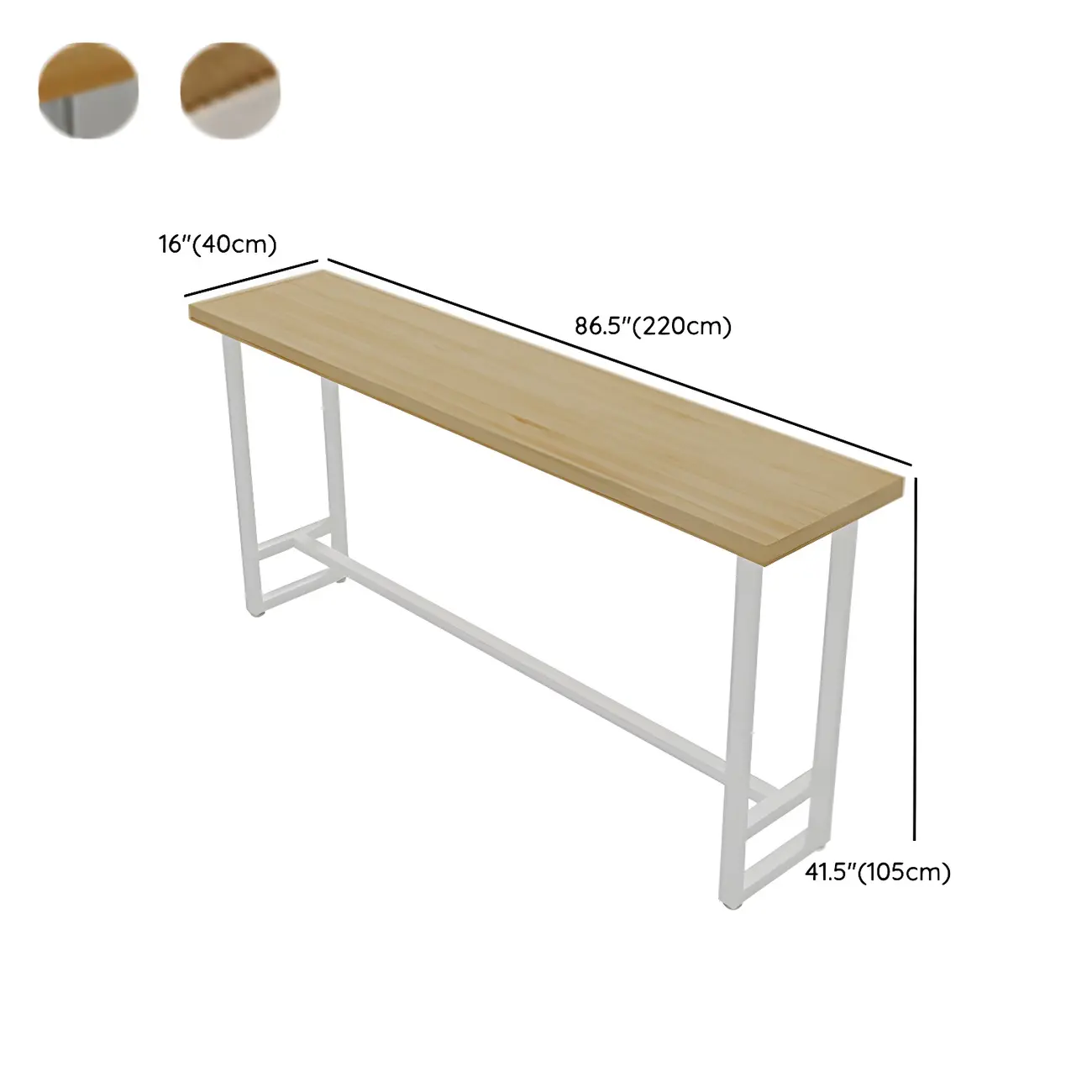 Modern Rustic Pine Wood Top Iron Base Bar Table