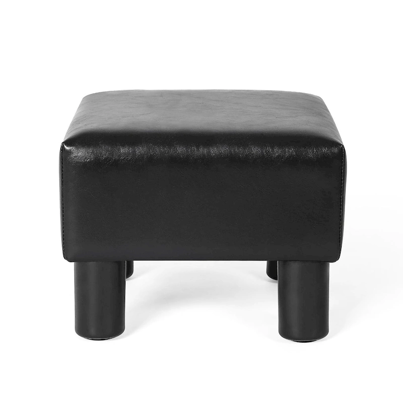 Adeco Footrest Stool Faux Leather Ottoman with Thick Upholstery