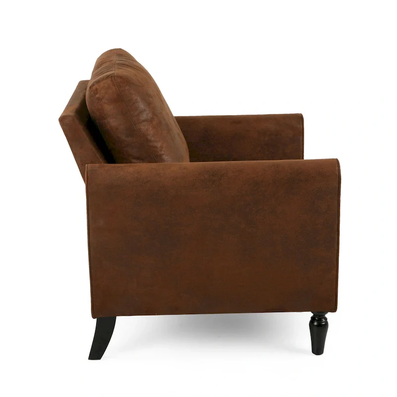 Ada Accent Chair, Plush Pillow Back, Textured Brown Microfiber Design