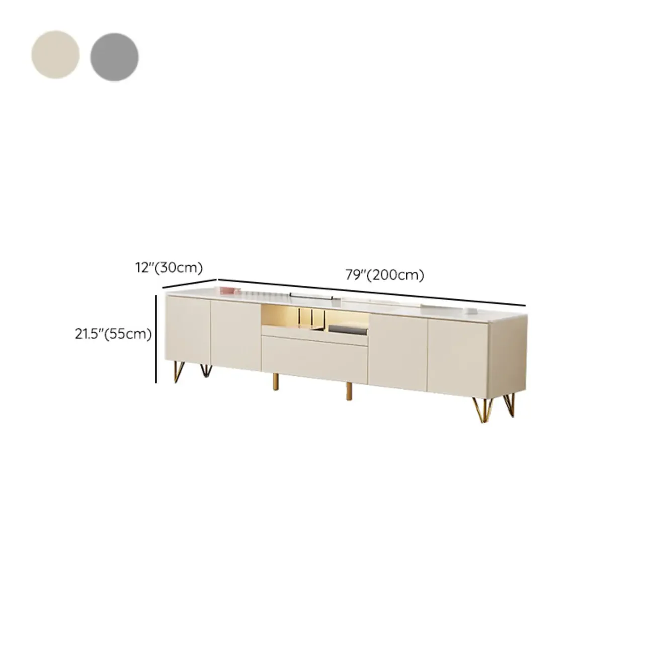 Modern Stone TV Stand with Soft Close Drawers